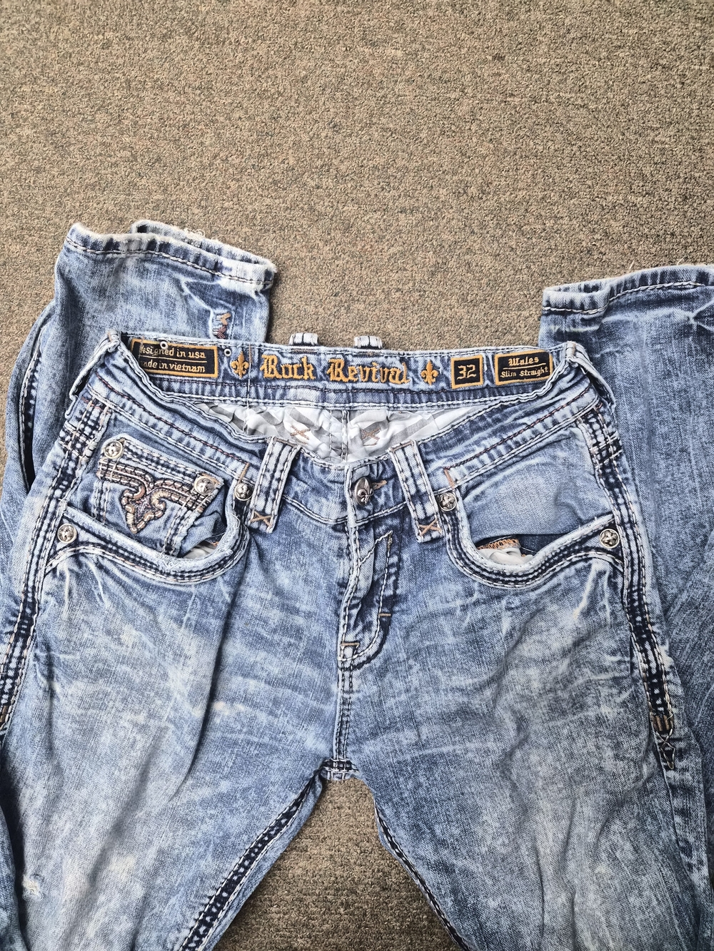 Rock Revival Men’s Light Blue Distressed Jeans